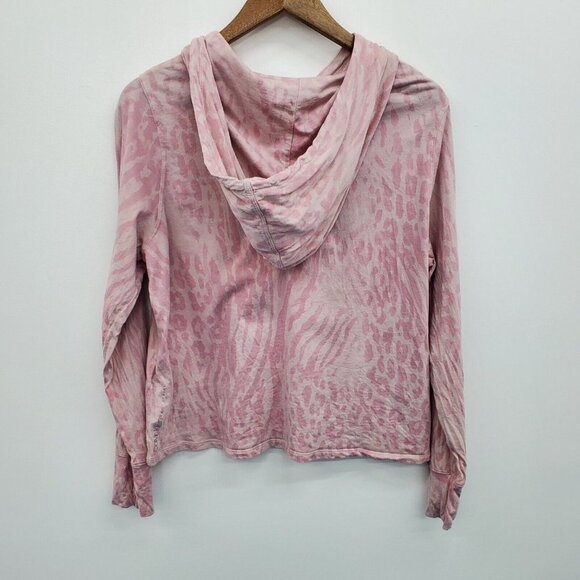 Calvin Klein Performance Cropped Hoodie Sweatshirt Size M Animal Print Pink - Picture 4 of 14
